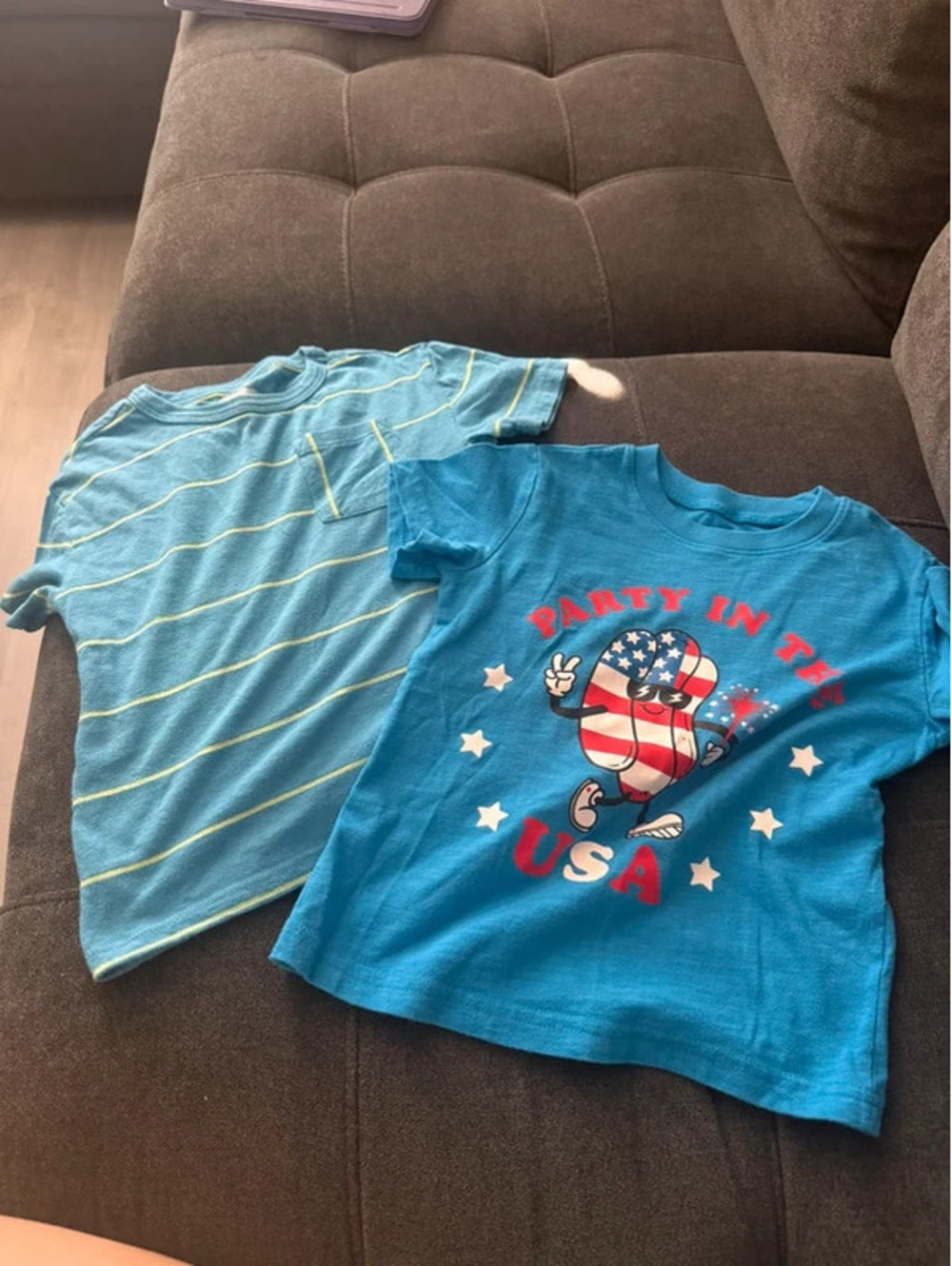 Toddler Blue Graphic & Striped Short-Sleeve Tees (Bundle of 2) - 3T